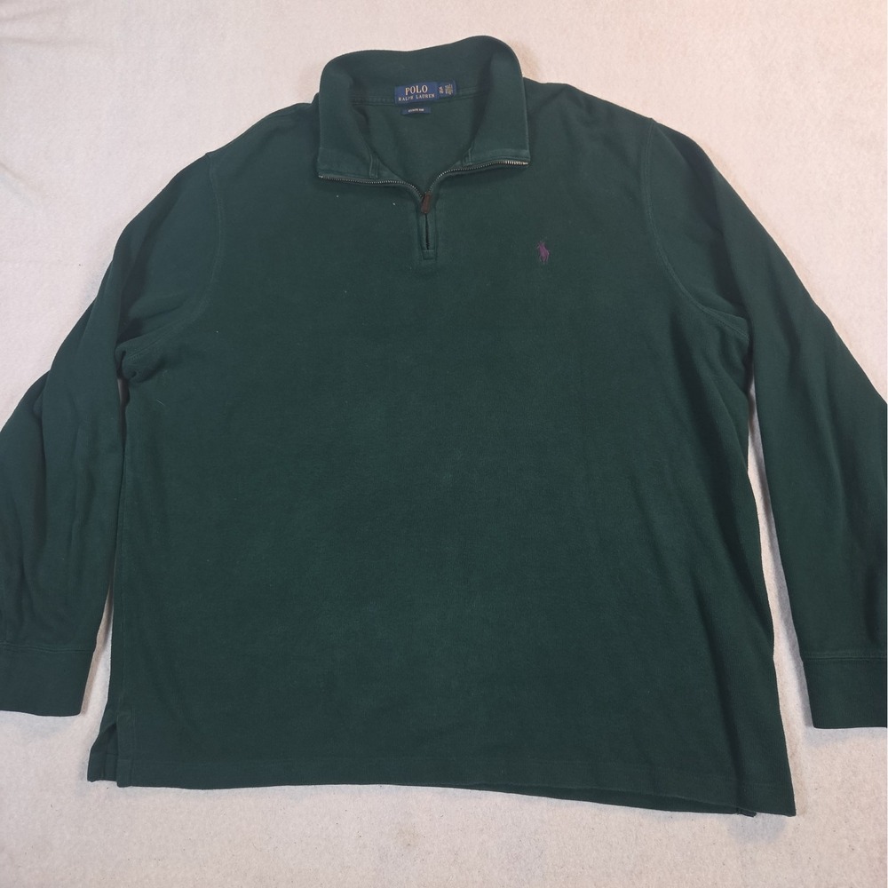 Polo Ralph Lauren Estate Rib 1/4 Quarter Zip Pullover Sweater Mens XL Green